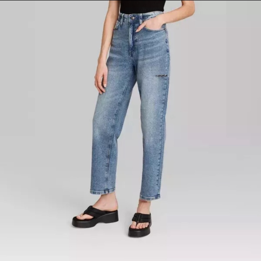 Women's High-Rise 90's Relaxed Slashed Straight Jeans Wild Fable readdescription